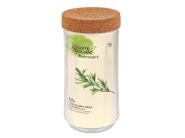 Банка для сыпучих продуктов Sugar&Spice Rosemary 1,1л с пробковой крышкой